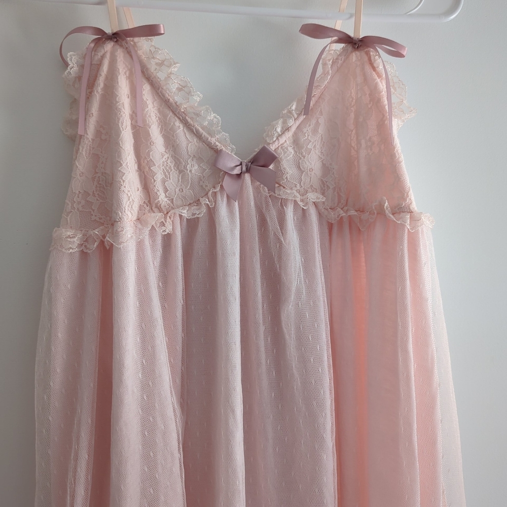 NWOT Ank Rouge Tulle Pink Lace Nightgown Dress - Picture 3 of 5